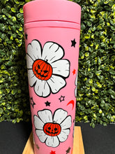 Load image into Gallery viewer, Pumpkin Daisies on Pink Skinny Matte Tumbler
