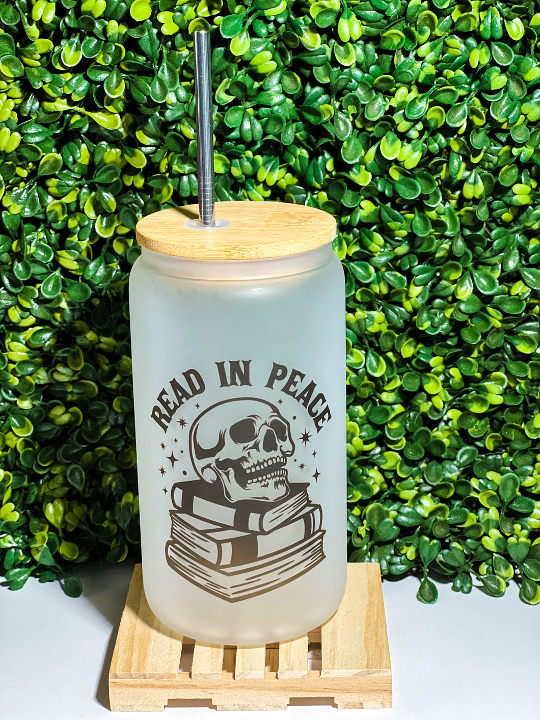 Read in Peace Glass Can