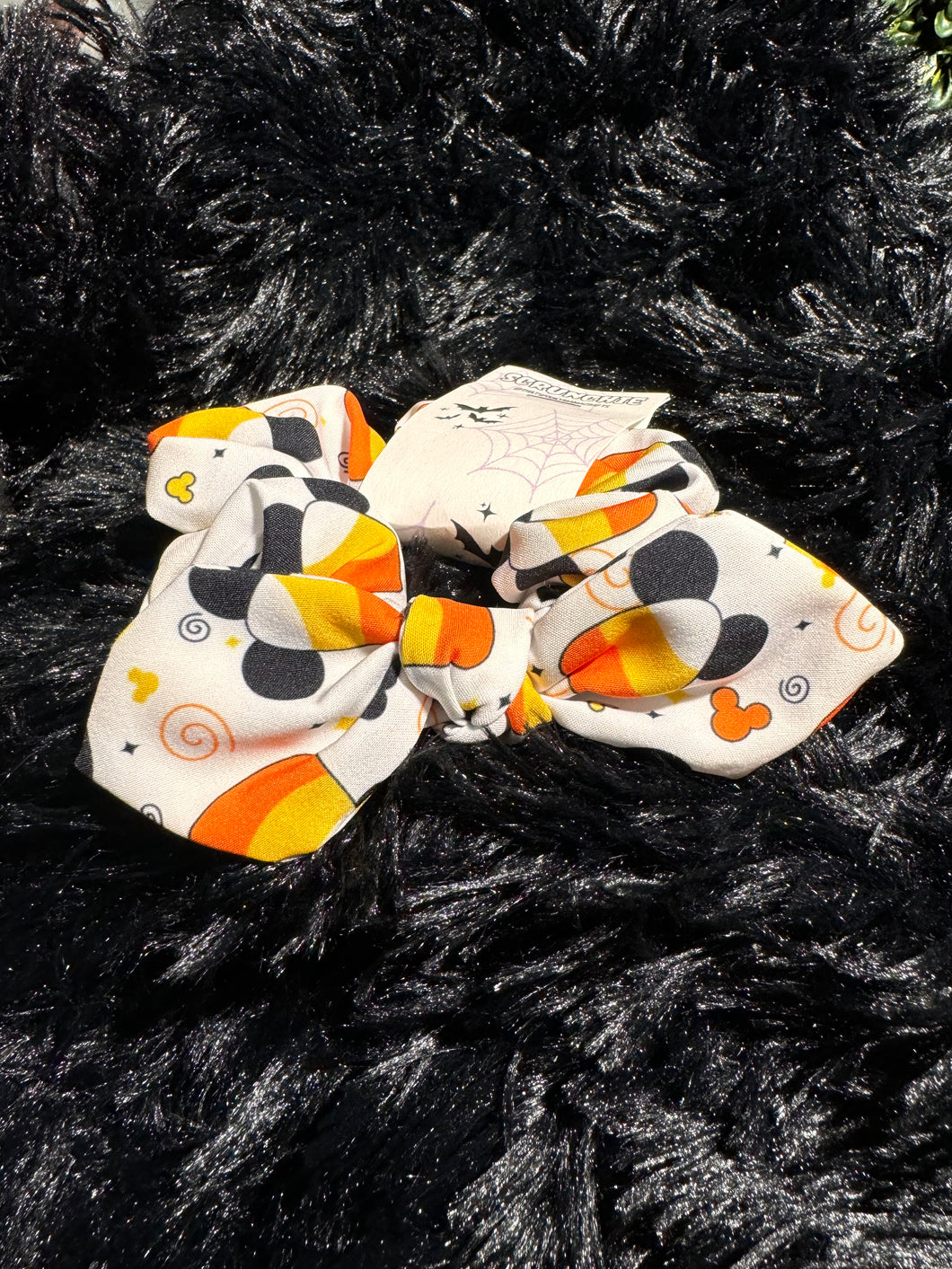 Candy Corn Mouse Knotted Bow Scrunchie