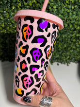 Load image into Gallery viewer, Ghostface Leopard Pink Holographic Cold Cup
