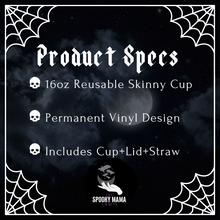 Load image into Gallery viewer, Ghoul Treat Bucket on Lime Skinny Matte Tumbler
