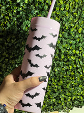 Load image into Gallery viewer, Bats! On Lavender Skinny Matte Tumbler
