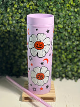 Load image into Gallery viewer, Pumpkin Daisies on Lavender Skinny Matte Tumbler
