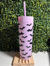 Load image into Gallery viewer, Bats! On Lavender Skinny Matte Tumbler
