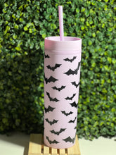 Load image into Gallery viewer, Bats! On Lavender Skinny Matte Tumbler
